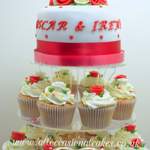 Red and White rose cake tower
