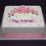pink rose birthday cake (  £50  8" round    £ 55  8" square )