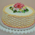 Butter cream basket weave with sugar flowers cake