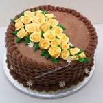 yellow roses chocolate cream birthday cake